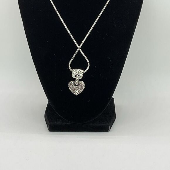 Brighton Cafe Au Lait Silver Played Heart Pendant Necklace - Picture 3 of 5